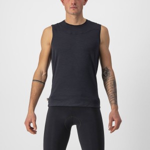 Black Castelli BANDITO WOOL SLEEVELESS Men Base Layer | SZW194023