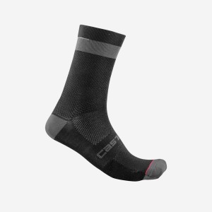 Black / Dark Grey Castelli ALPHA 18 Men Socks | ZIL594206