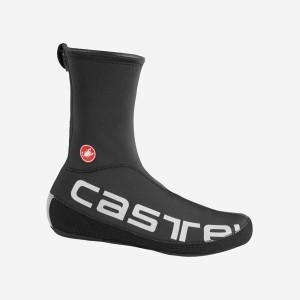 Black / Silver Castelli DILUVIO UL Men Shoecovers | IPD564827