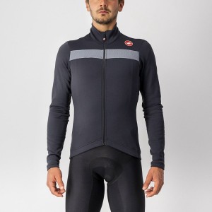 Black / Silver Castelli PURO 3 FZ Men Jersey | RUB893715