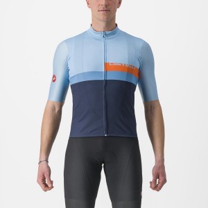 Blue / Deep Red Orange Castelli A BLOCCO Men Jersey | BCM493875