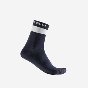 Blue / White Castelli PROLOGO LITE 15 Men Socks | XHT046958