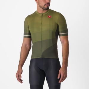 Deep Green / Olive / Silver Castelli ORIZZONTE Men Jersey | NPQ247169