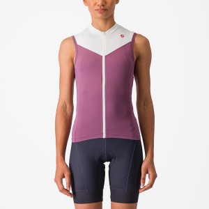 Deep Purple / White Castelli SOLARIS SLEEVELESS Women Jersey | KNT436758