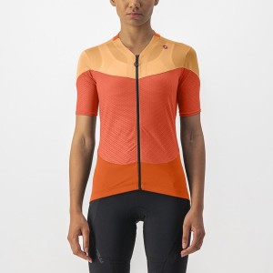 Deep Red Orange / Orange Castelli GRADIENT COLOR BLOCK Women Jersey | SXC190346