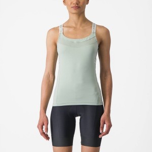 Green / White Castelli BAVETTE TOP Women Jersey | VHZ073269