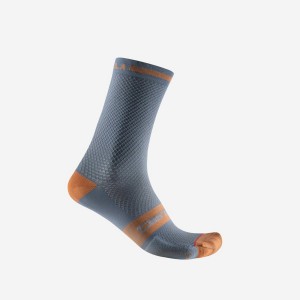 Light Grey Blue / Brown Castelli SUPERLEGGERA T 18 Men Socks | PDE754238