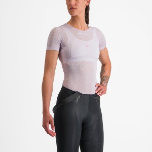 Purple White Castelli PRO MESH W SHORT SLEEVE Women Base Layer | MXB382075