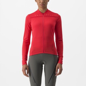 Red Castelli ANIMA 4 LONG SLEEVE Women Jersey | HBM720963