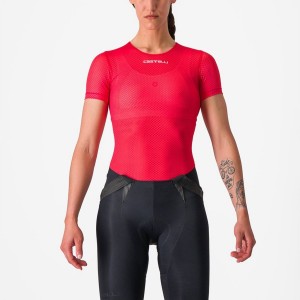 Red Castelli PRO MESH W SHORT SLEEVE Women Base Layer | KTY316254