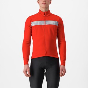 Red / Silver Castelli RADDOPPIA 3 Men Jackets | CIQ451839