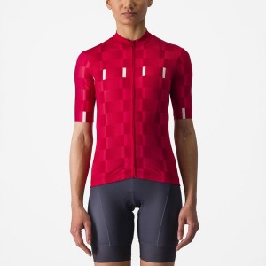 Red / White Castelli DIMENSIONE Women Jersey | UQG261385