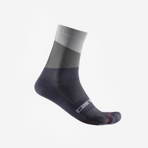 Silver Grey / Dark Grey Castelli ORIZZONTE 15 Men Socks | RIW543172