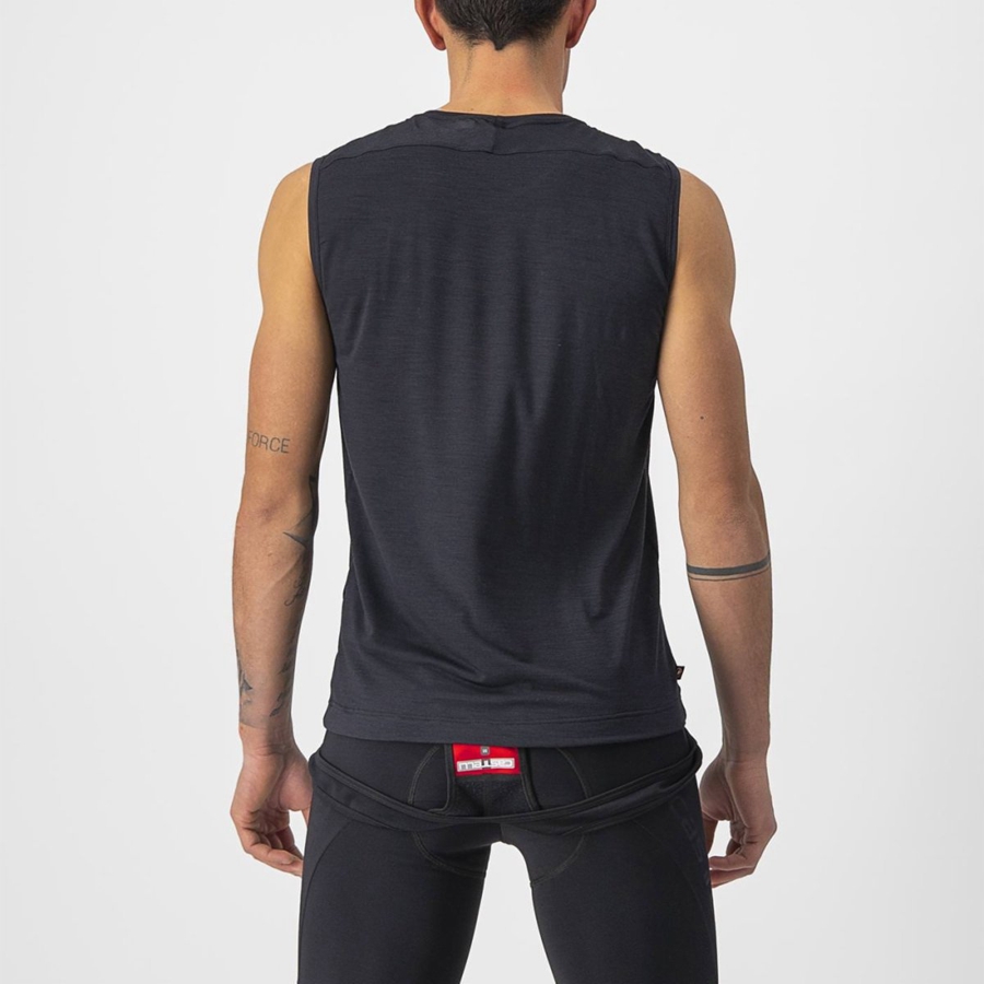 Black Castelli BANDITO WOOL SLEEVELESS Men Base Layer | SZW194023