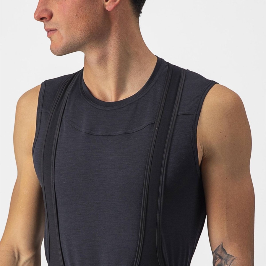 Black Castelli BANDITO WOOL SLEEVELESS Men Base Layer | SZW194023