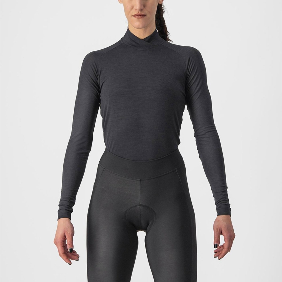 Black Castelli BANDITO WOOL W LS Women Base Layer | PNR358749