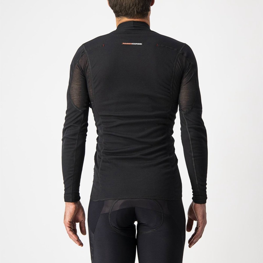 Black Castelli FLANDERS WARM LONG SLEEVE Men Base Layer | NXM217950