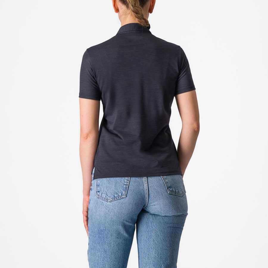 Black Castelli MERINO W POLO Women Casual | UHE956420