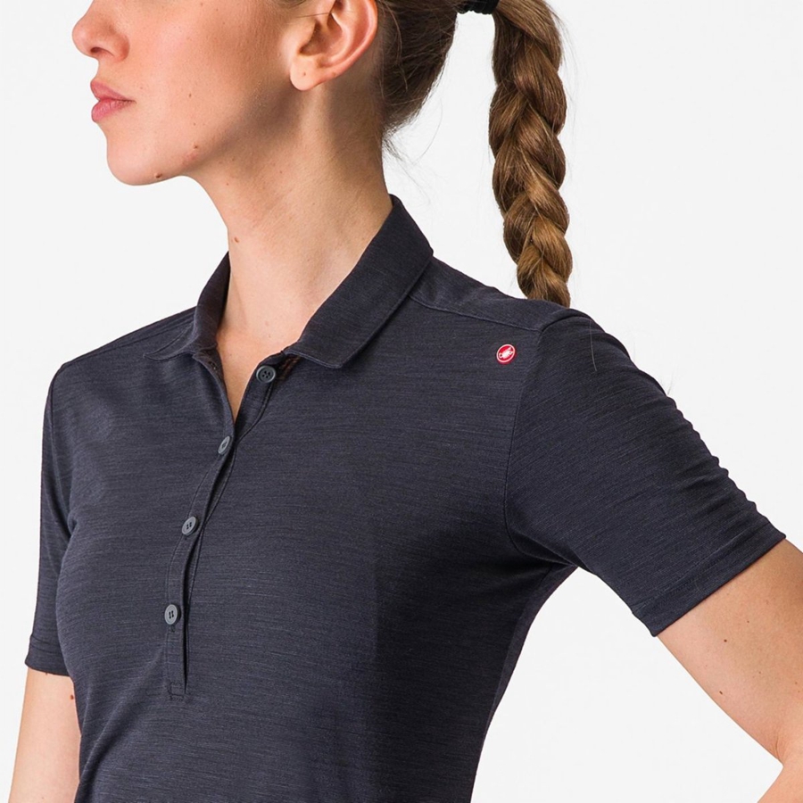 Black Castelli MERINO W POLO Women Casual | UHE956420