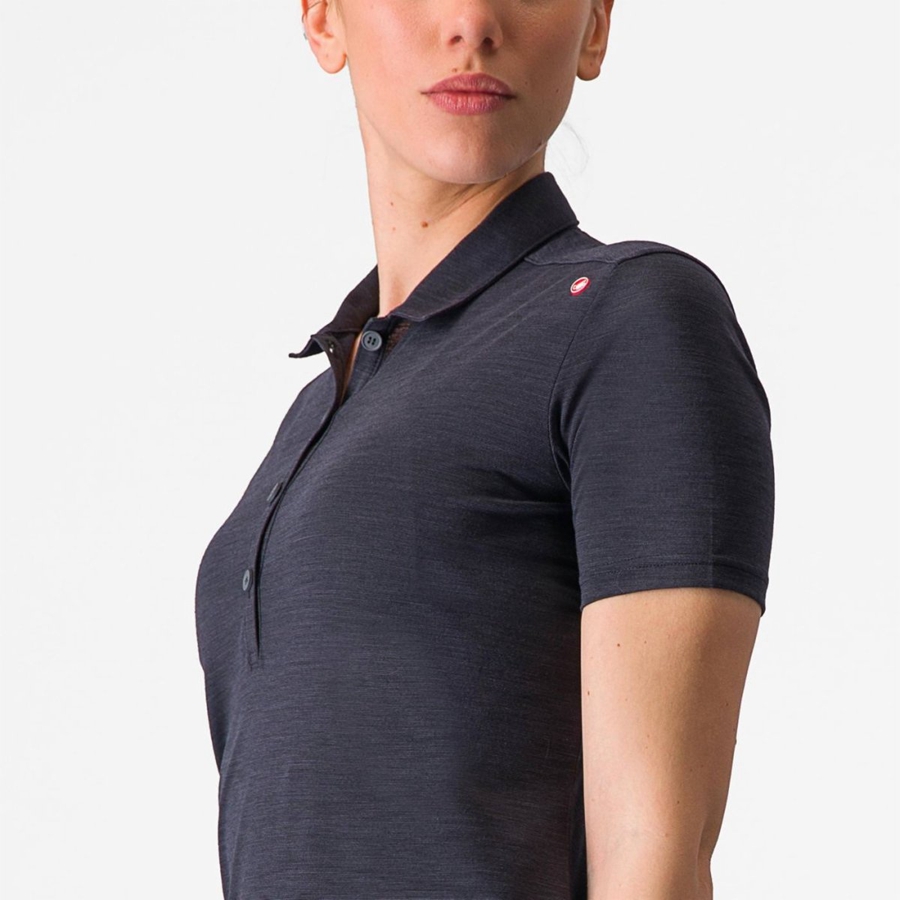 Black Castelli MERINO W POLO Women Casual | UHE956420