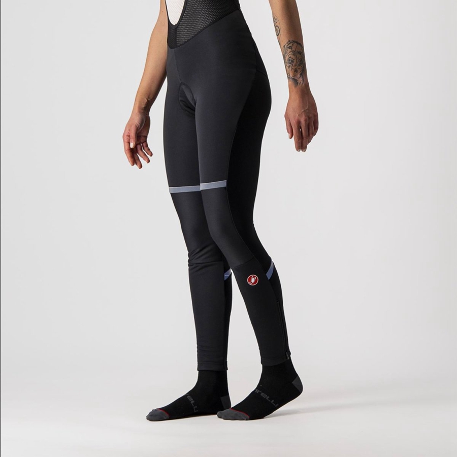 Black Castelli POLARE W Women Bib Tights | XFB830419