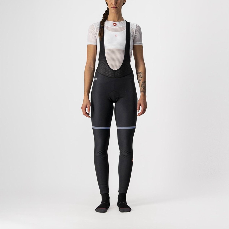 Black Castelli POLARE W Women Bib Tights | XFB830419