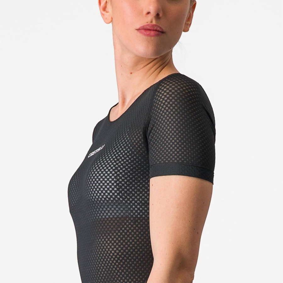 Black Castelli PRO MESH W SHORT SLEEVE Women Base Layer | GBS719825