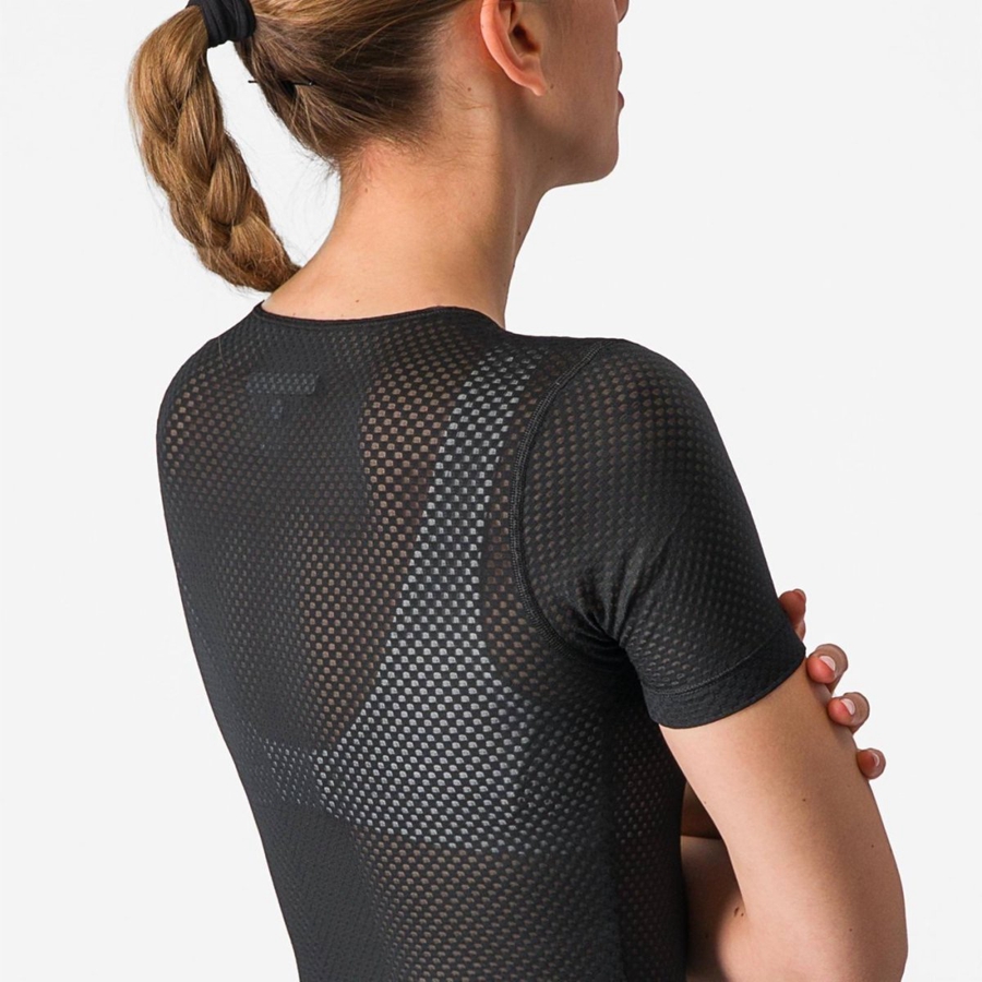 Black Castelli PRO MESH W SHORT SLEEVE Women Base Layer | GBS719825