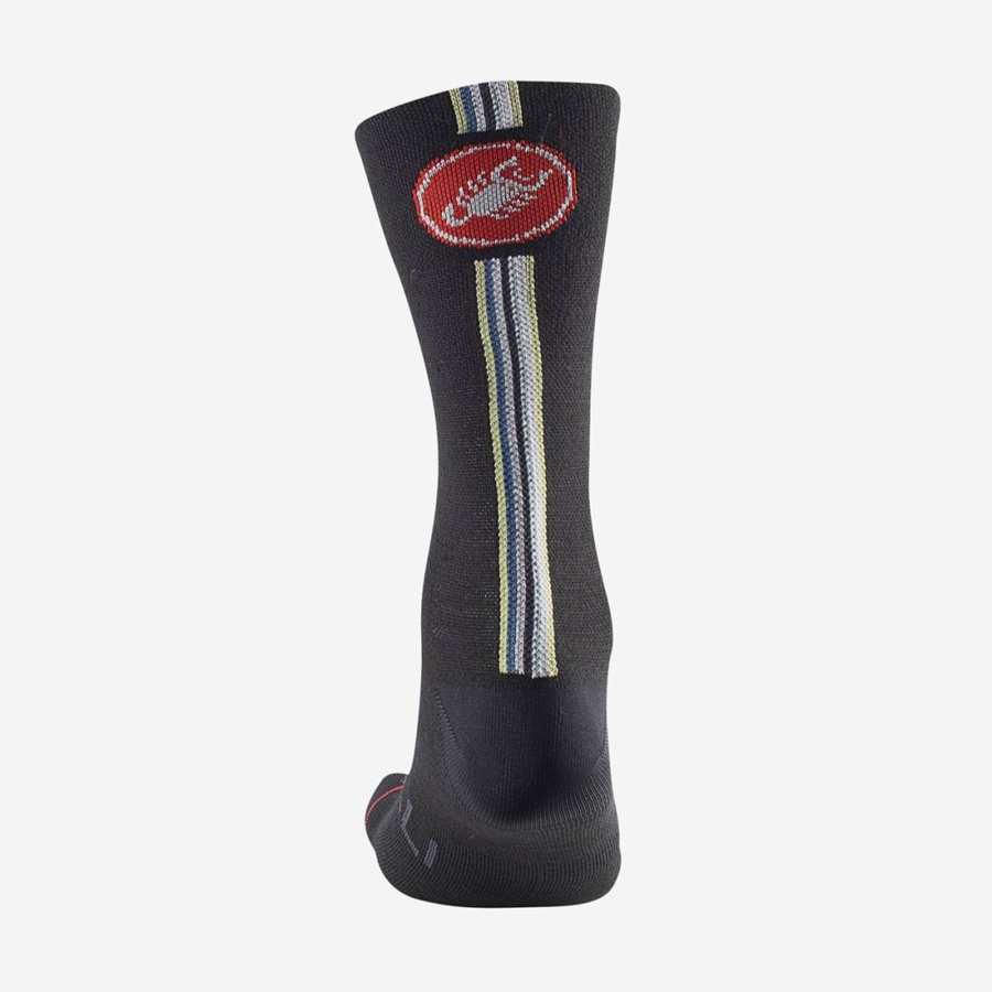 Black Castelli RACING STRIPE 18 Men Socks | SEP842769