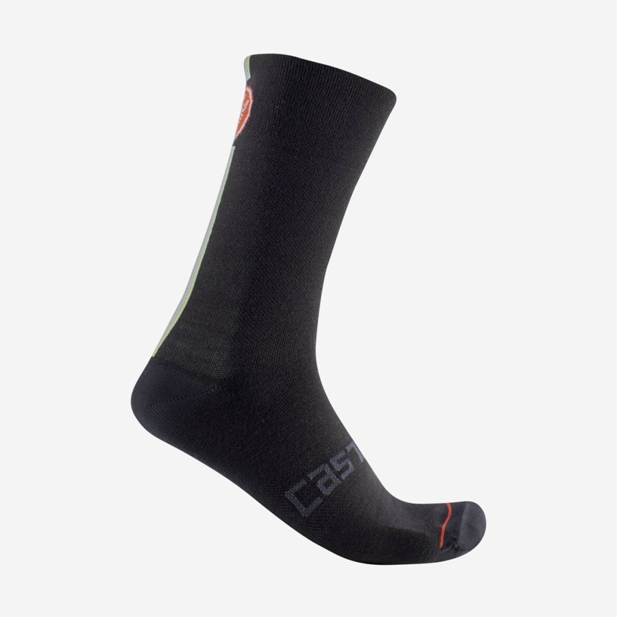 Black Castelli RACING STRIPE 18 Men Socks | SEP842769