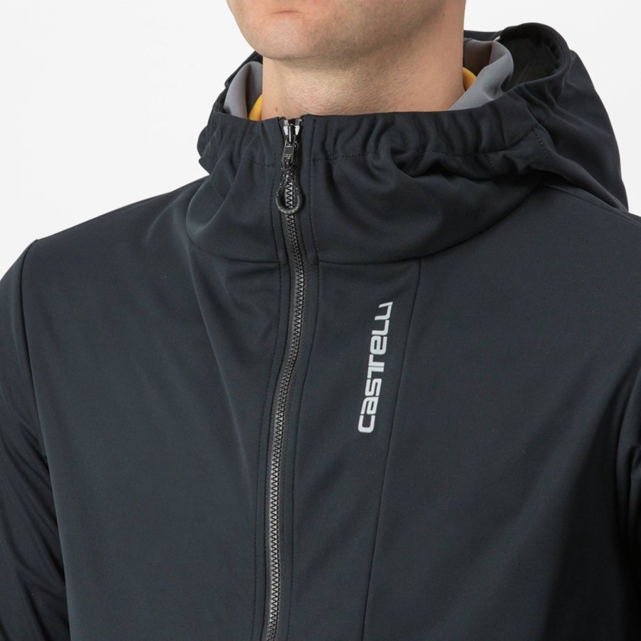 Black Castelli TRAIL HOODIE Men Jackets | WGR180974