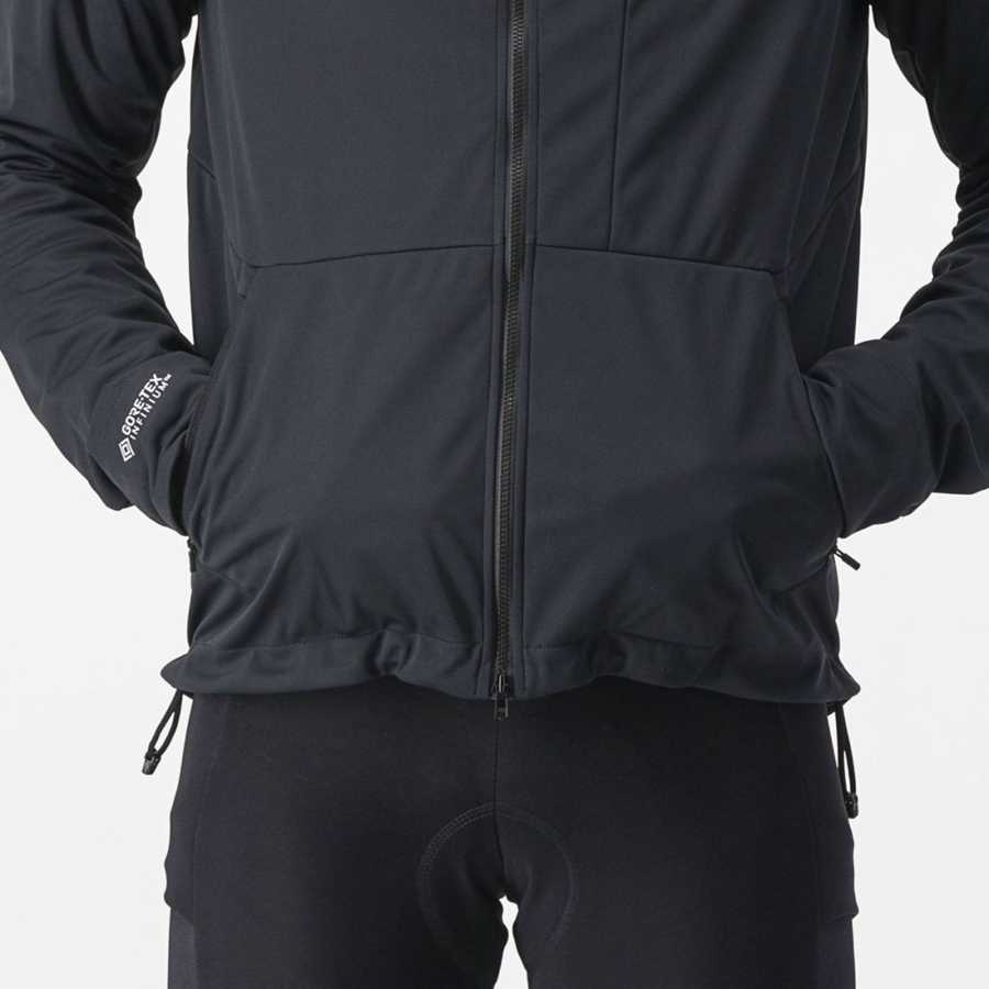 Black Castelli TRAIL HOODIE Men Jackets | WGR180974