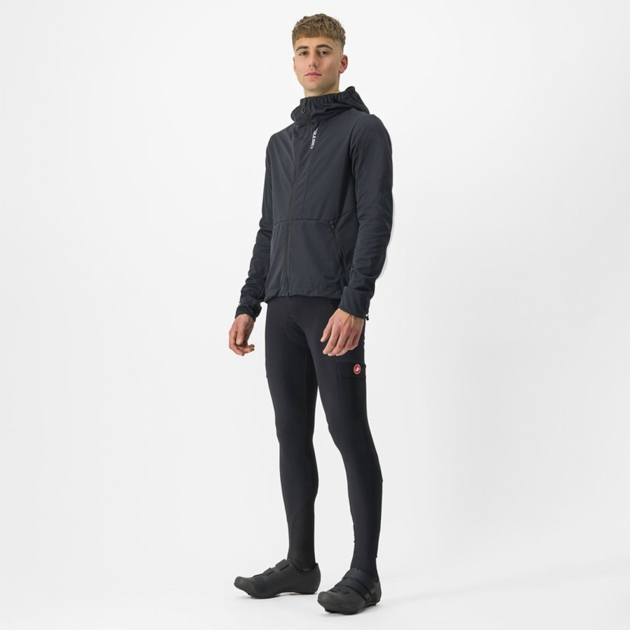 Black Castelli TRAIL HOODIE Men Jackets | WGR180974