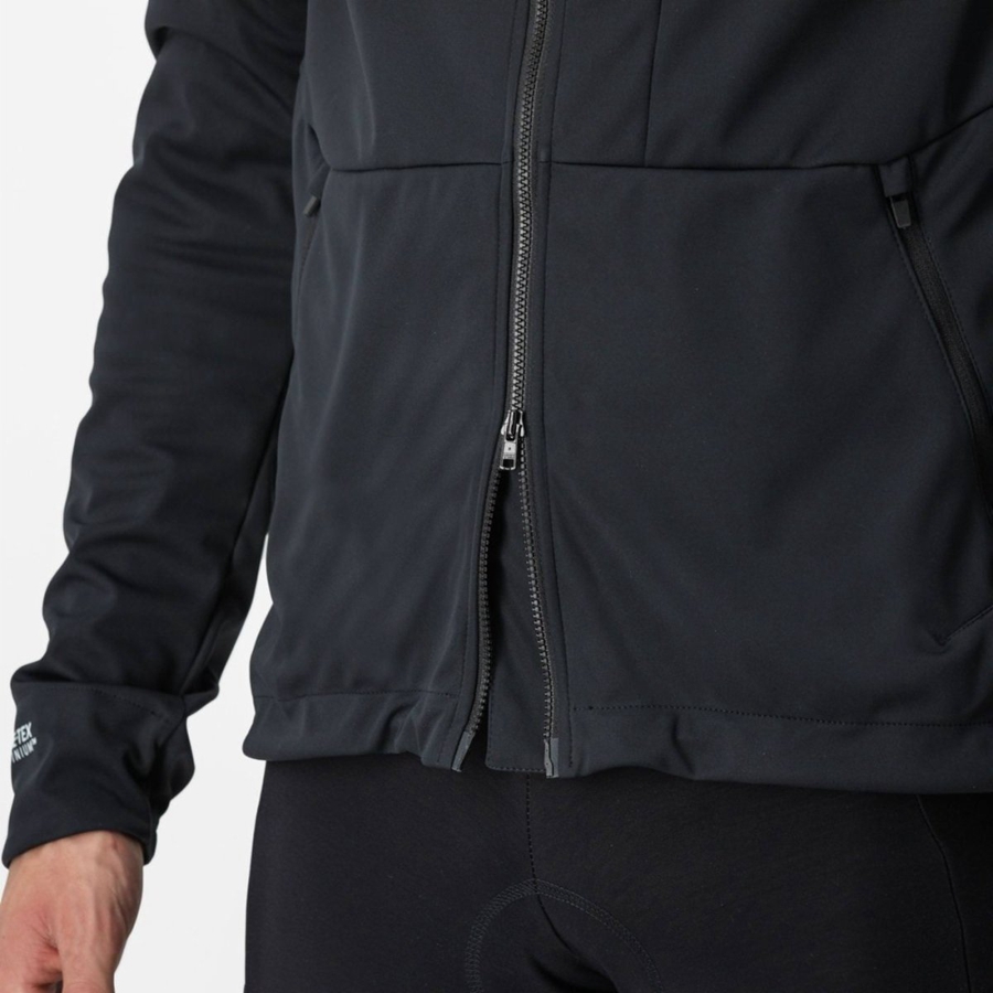 Black Castelli TRAIL HOODIE Men Jackets | WGR180974