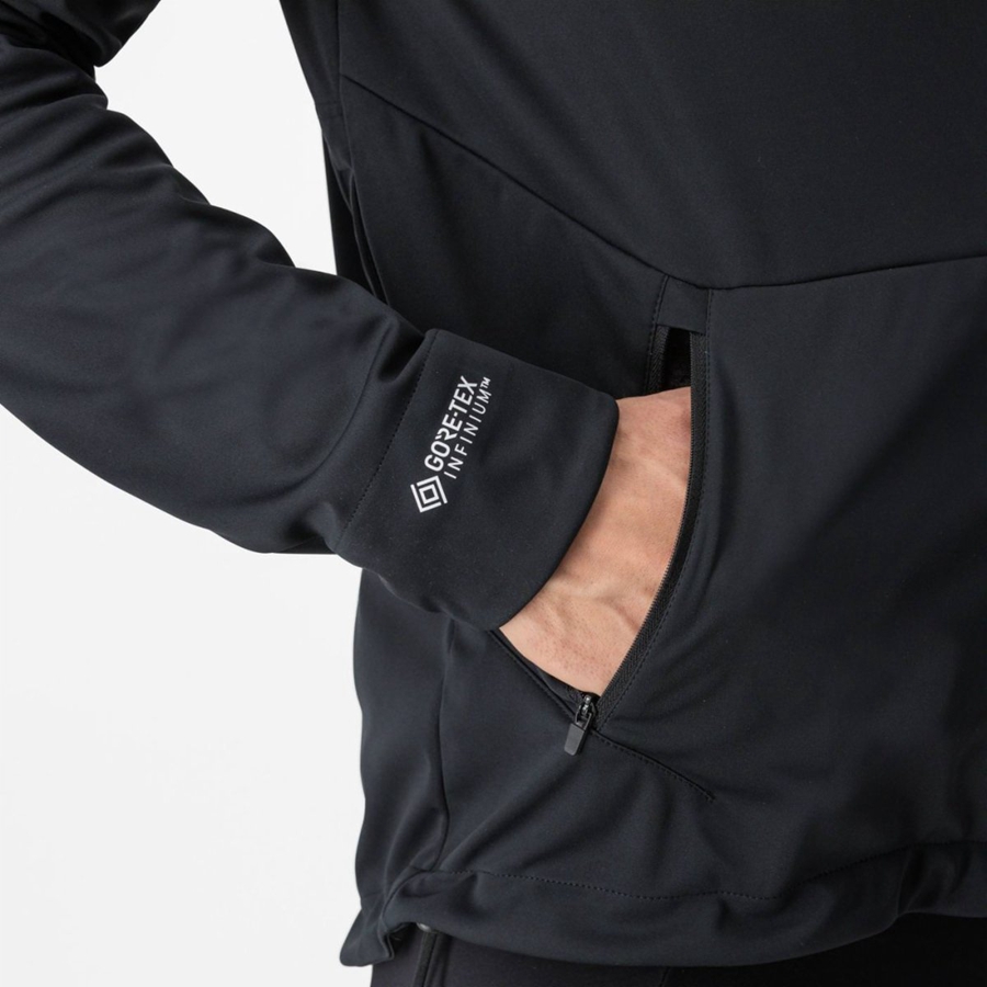 Black Castelli TRAIL HOODIE Men Jackets | WGR180974