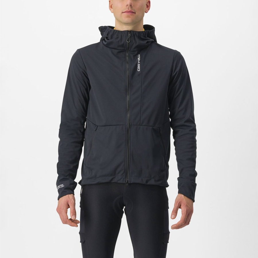 Black Castelli TRAIL HOODIE Men Jackets | WGR180974