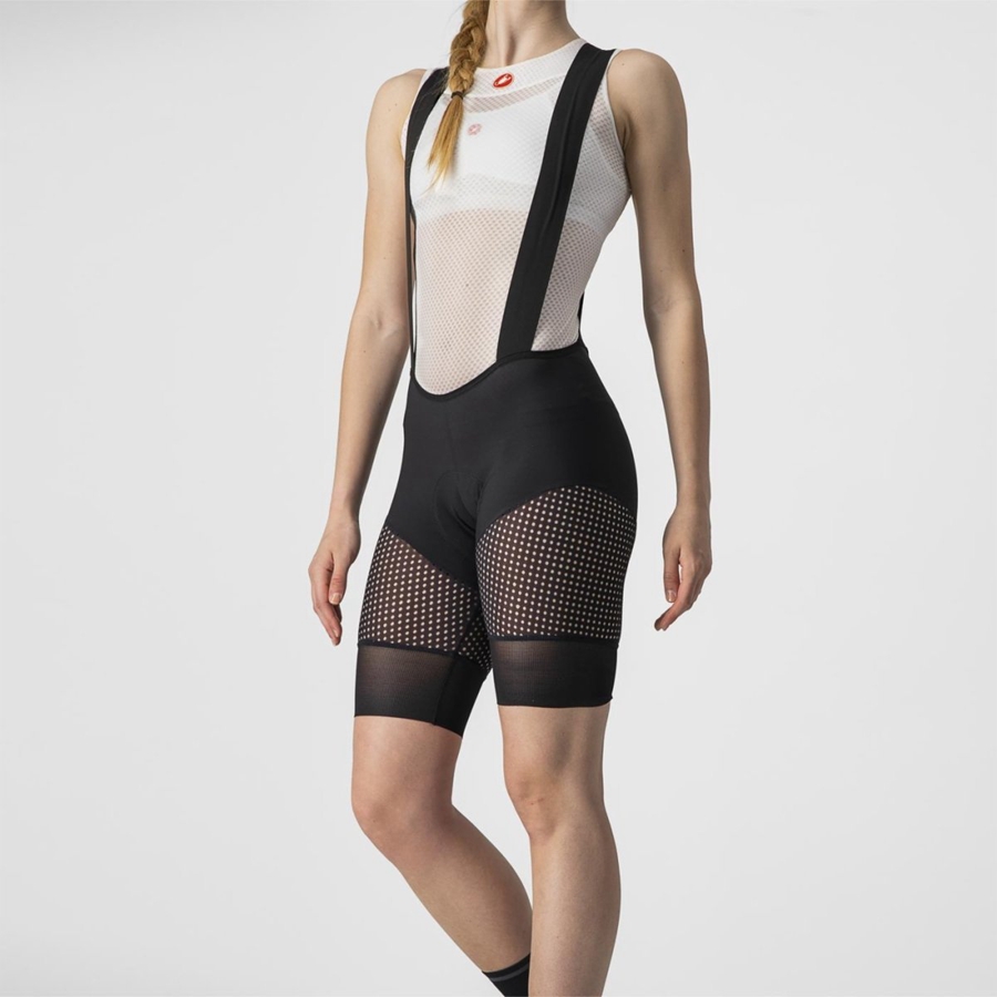 Black Castelli UNLIMITED DT W LINER Women Bib Shorts | EFK528046