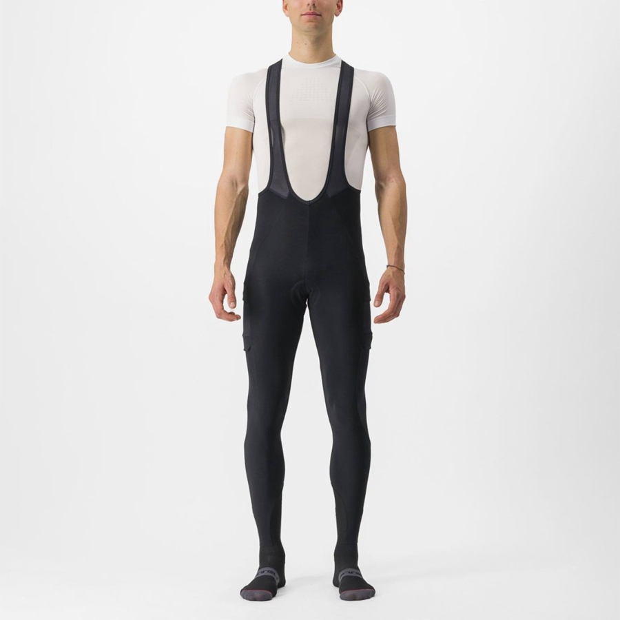 Black Castelli UNLIMITED TRAIL Men Bib Tights | EGR653107