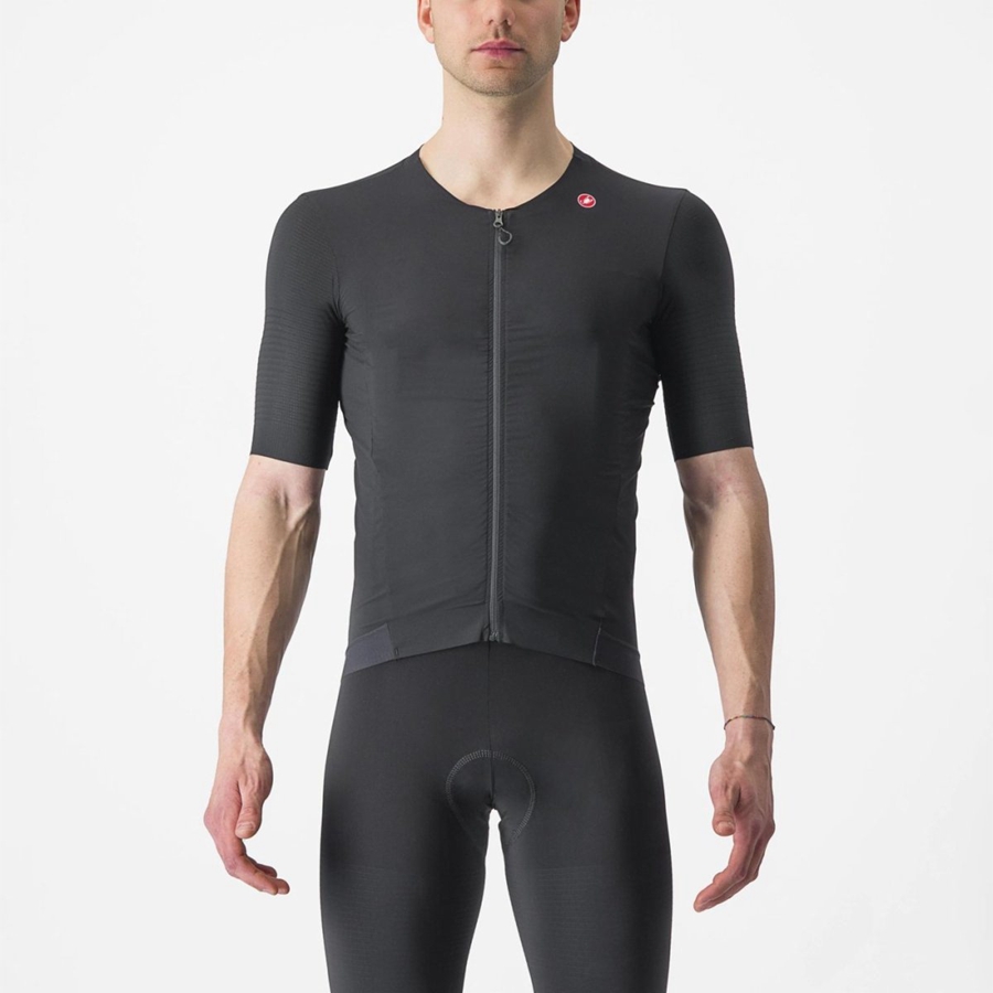 Black / Black Castelli PREMIO Men Jersey | FOM712439