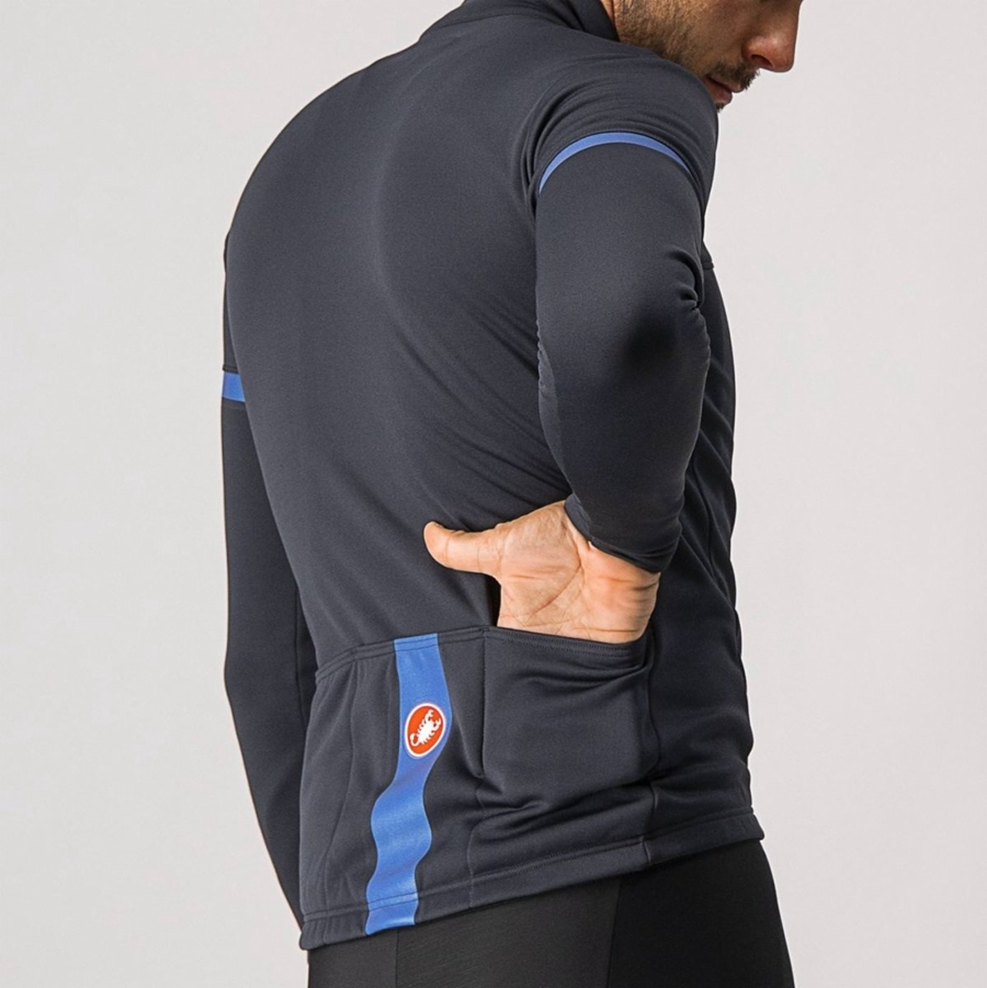 Black / Blue Castelli FONDO 2 FZ Men Jersey | PWC561492