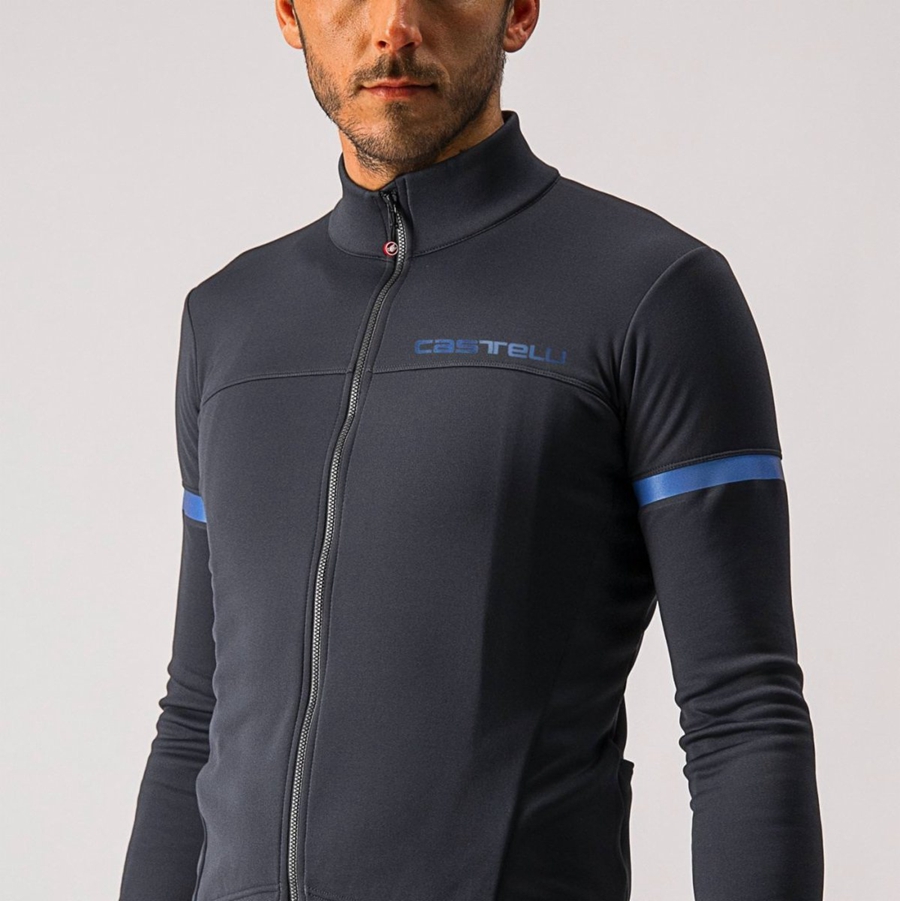 Black / Blue Castelli FONDO 2 FZ Men Jersey | PWC561492