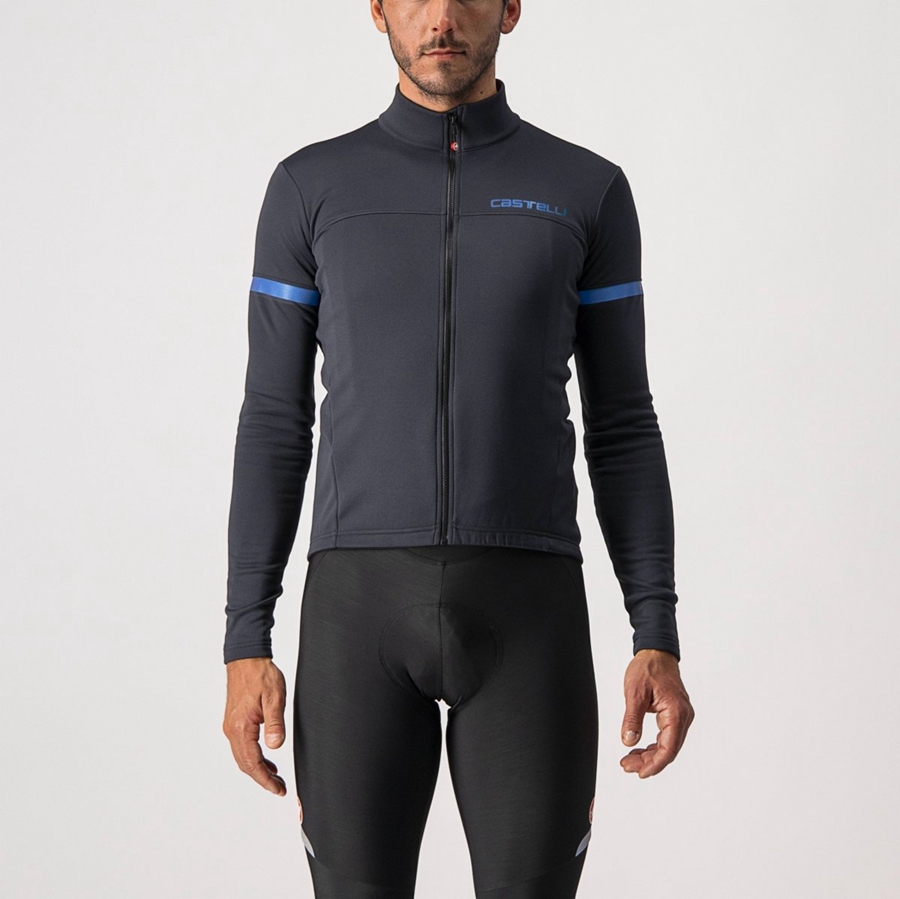 Black / Blue Castelli FONDO 2 FZ Men Jersey | PWC561492