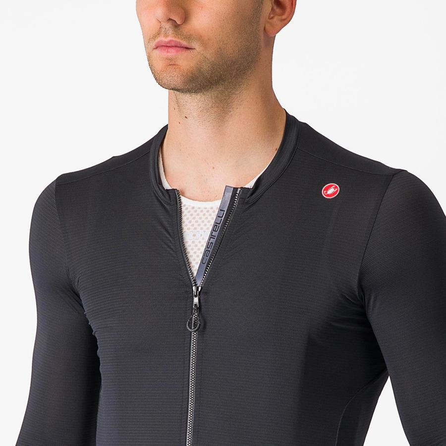 Black / Dark Grey Castelli ESPRESSO LS Men Jersey | GVN276894