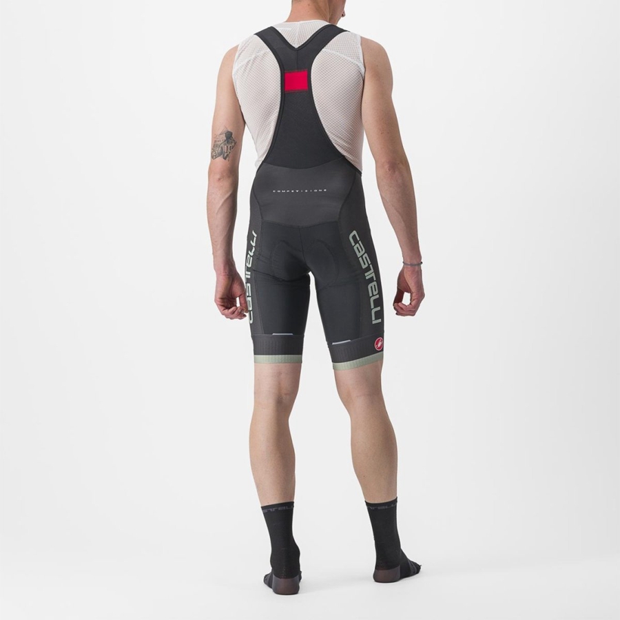 Black / Green Castelli COMPETIZIONE KIT Men Bib Shorts | UKS258976