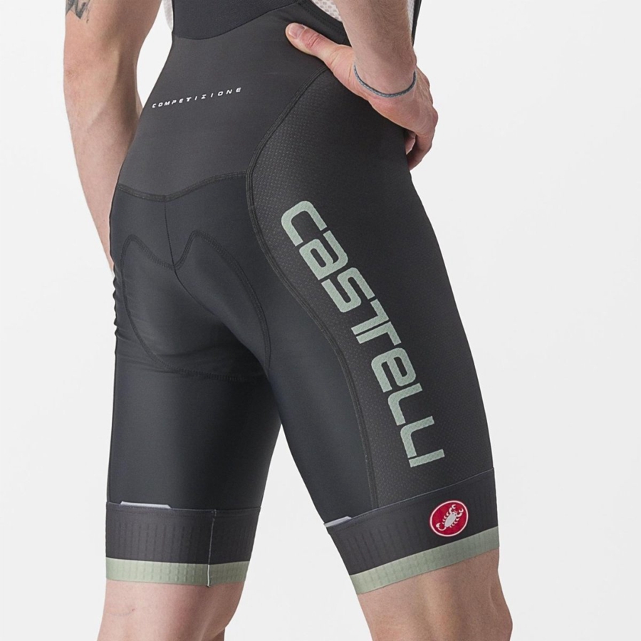 Black / Green Castelli COMPETIZIONE KIT Men Bib Shorts | UKS258976