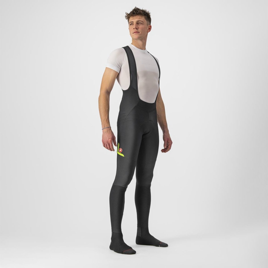 Black / Light Green Castelli VELOCISSIMO 5 Men Bib Tights | QOX720349