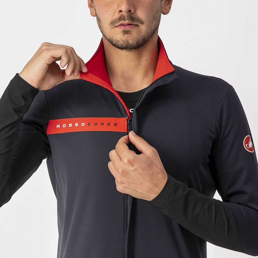 Black / Red Castelli BETA RoS Men Jackets | JIA301897