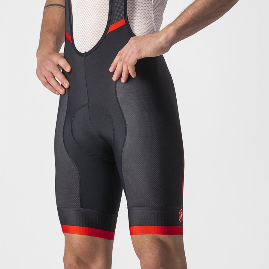 Black / Red Castelli COMPETIZIONE KIT Men Bib Shorts | NVY592470