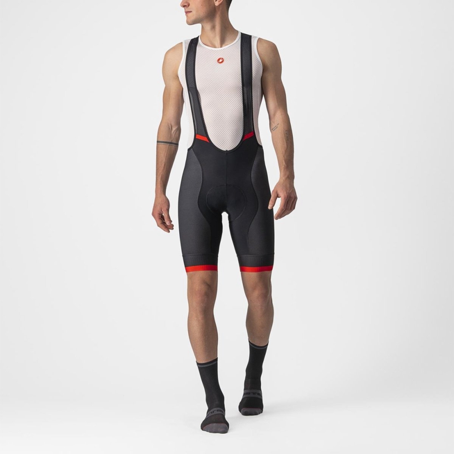 Black / Red Castelli COMPETIZIONE KIT Men Bib Shorts | NVY592470