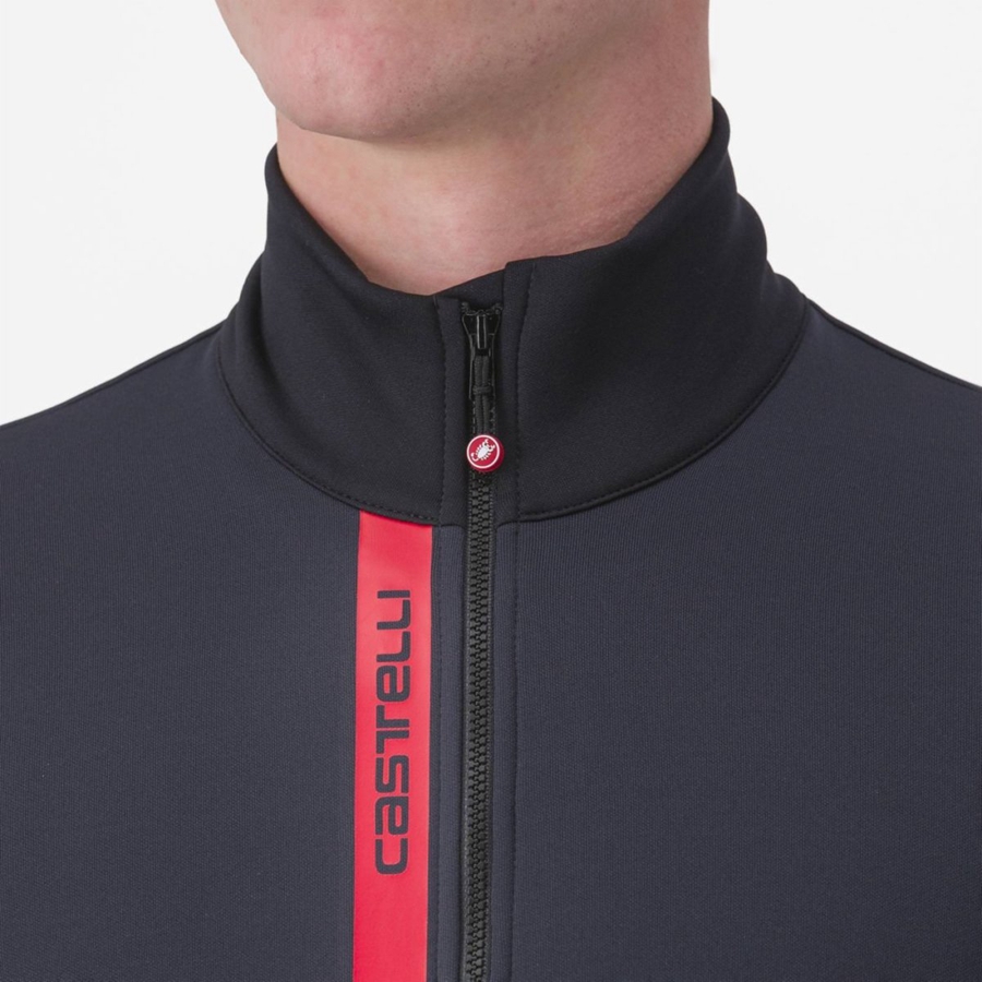 Black / Red Castelli ENTRATA THERMAL Men Jersey | HCT064235